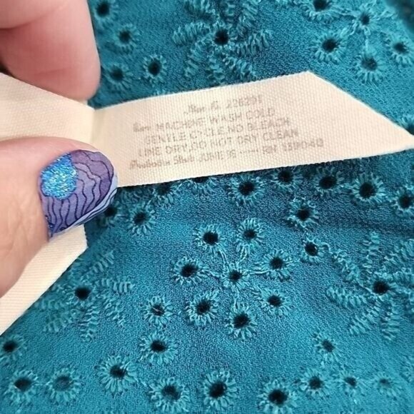 Matilda Jane Sheer Swiss dot 3/4 Balloon sleeve green top, Medium - Picture 5 of 10